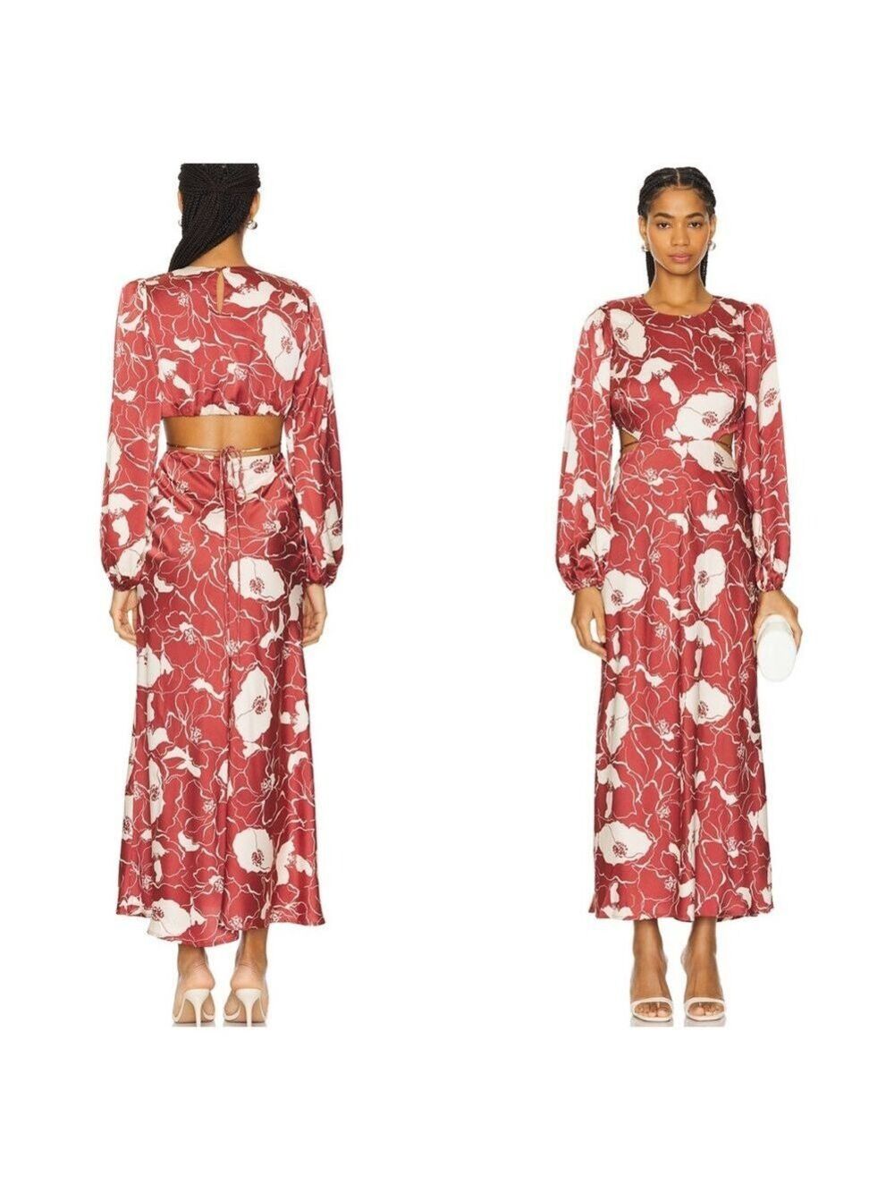 NWT Astr the Label Quinn Dress Brown Cream Floral Size Small